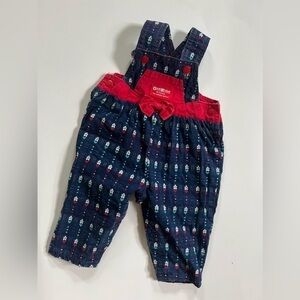 Oshkosh B'Gosh Girls Size 3/6 Months Floral Overalls Button Bow Floral Vintage